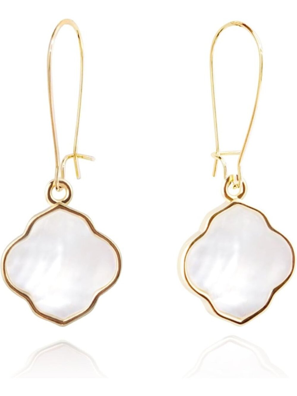 Handmade 14K Gold Dangle Earrings with Natural Stone & Shell Pearl - Perfect